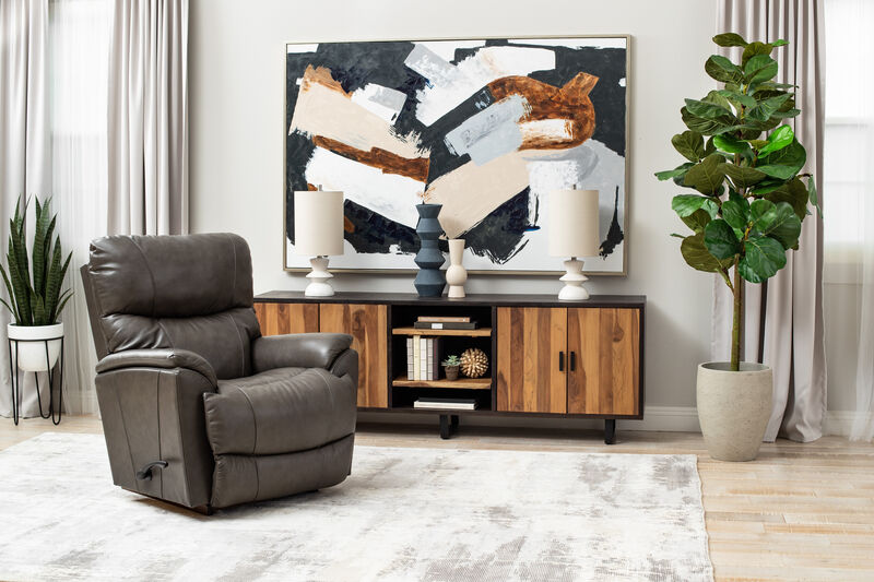 Trouper Grey Leather Rocking Recliner